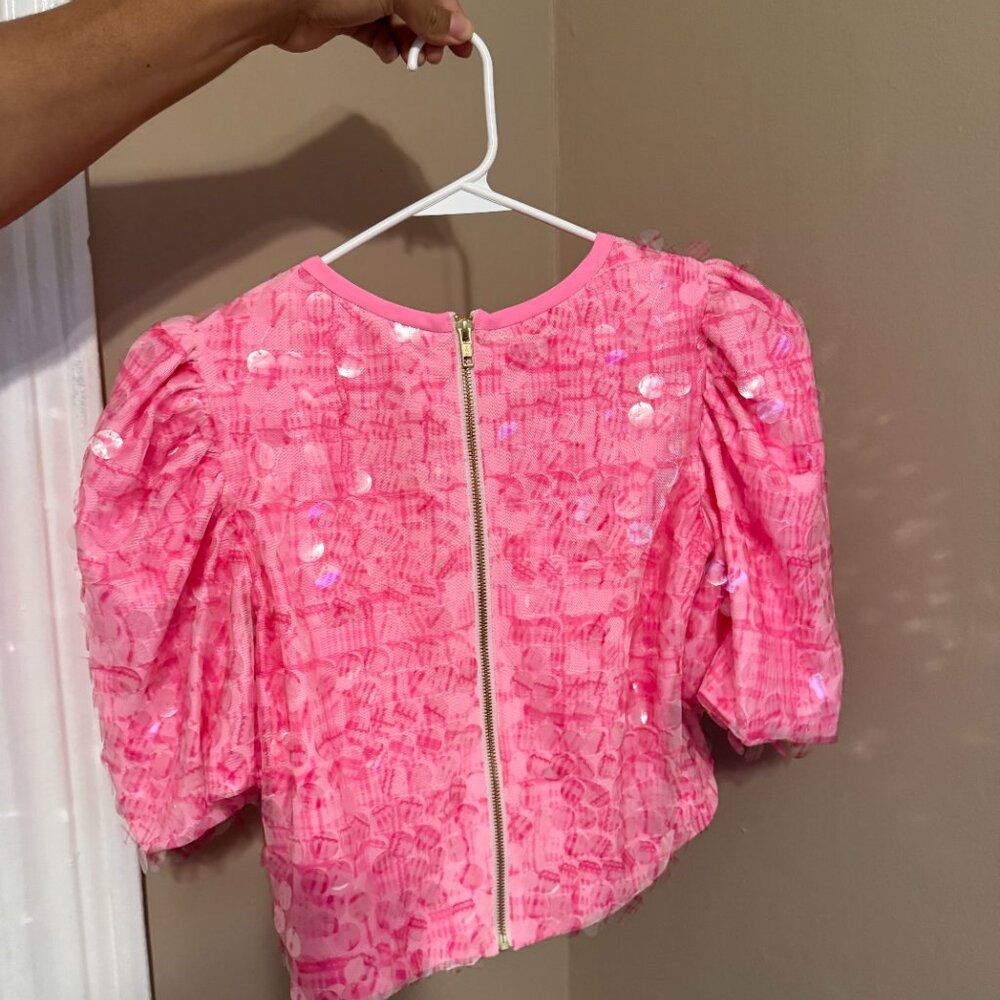 Neubryne Pink Sequin Puff-Sleeve Top - Picture 4 of 4